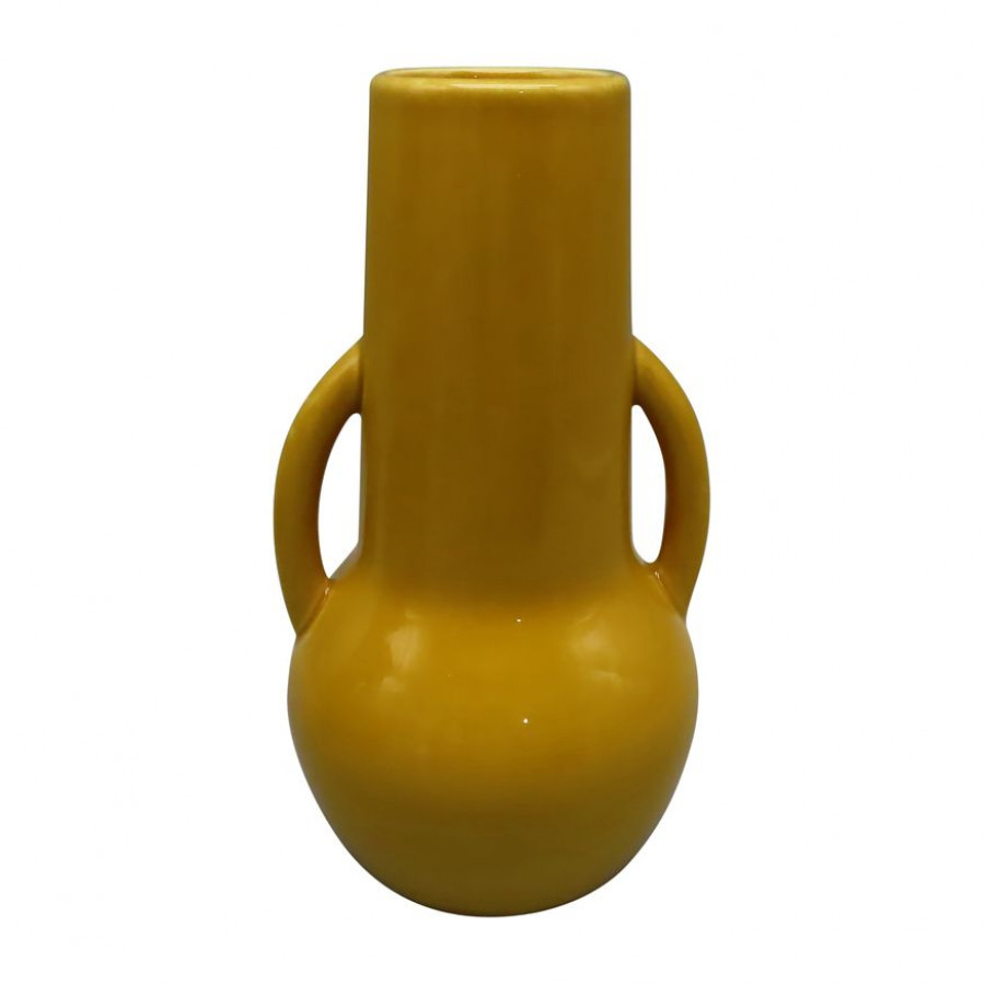Sagebrook 8" Ceramic Vase With Handles - Mustard
