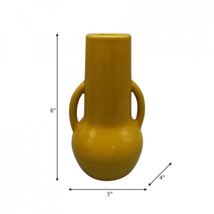 Sagebrook 8" Ceramic Vase With Handles - Mustard