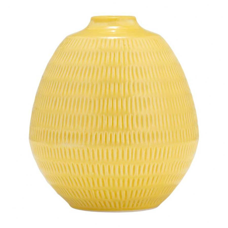 Sagebrook 7" Ceramic Stripe Oval Vase - Yellow
