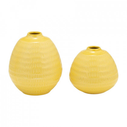 Sagebrook 7" Ceramic Stripe Oval Vase - Yellow