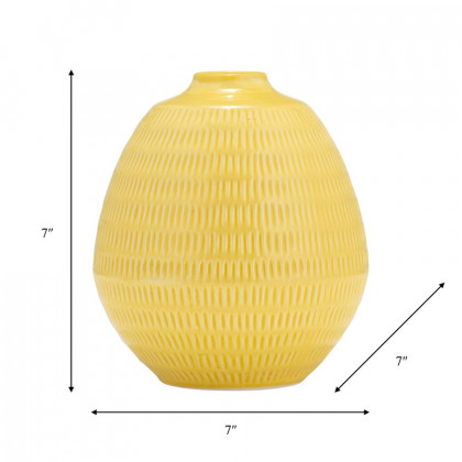 Sagebrook 7" Ceramic Stripe Oval Vase - Yellow