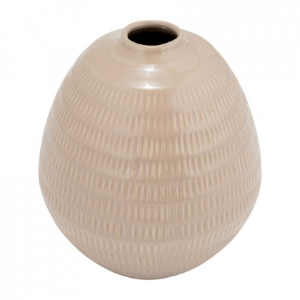 Sagebrook 7" Ceramic Stripe Oval Vase - Irish Cream