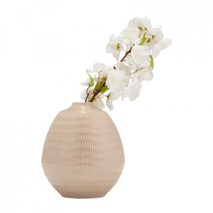 Sagebrook 7" Ceramic Stripe Oval Vase - Irish Cream