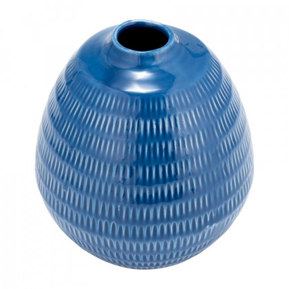 Sagebrook 7" Ceramic Stripe Oval Vase - Coastal Blue