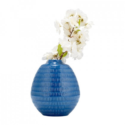Sagebrook 7" Ceramic Stripe Oval Vase - Coastal Blue