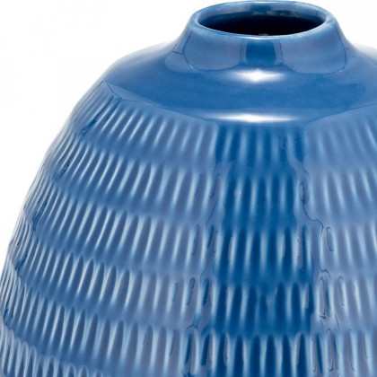 Sagebrook 7" Ceramic Stripe Oval Vase - Coastal Blue