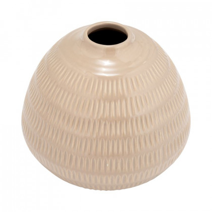 Sagebrook 6" Ceramic Stripe Oval Vase - Irish Cream