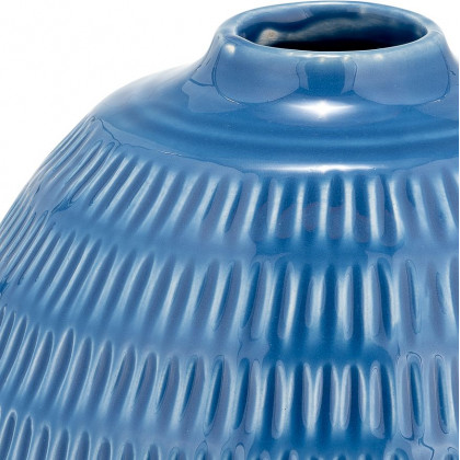 Sagebrook 6" Ceramic Stripe Oval Vase - Coastal Blue