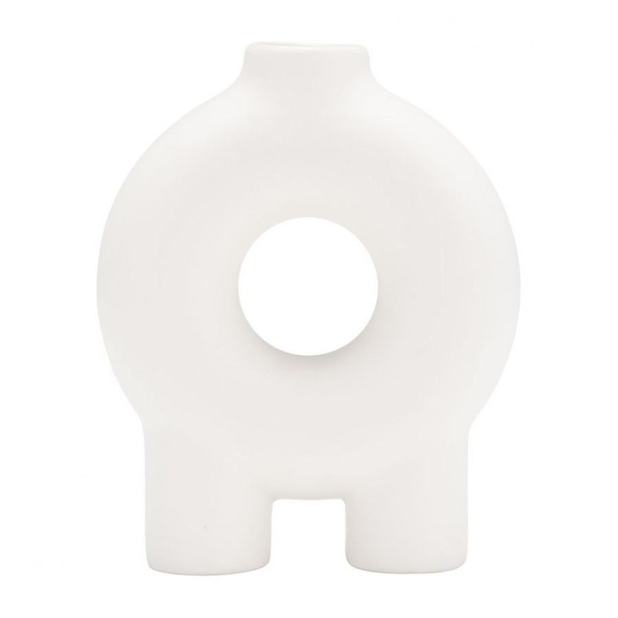Sagebrook 7" Ceramic Donut Footed Vase - White