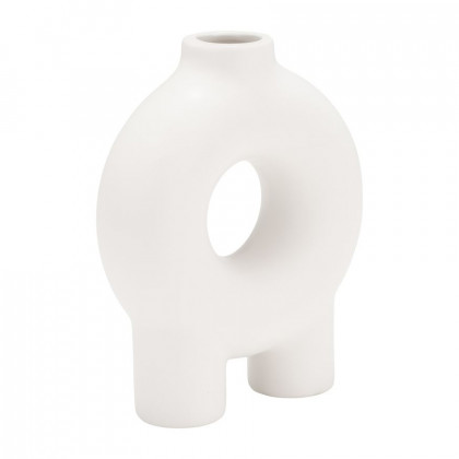 Sagebrook 7" Ceramic Donut Footed Vase - White