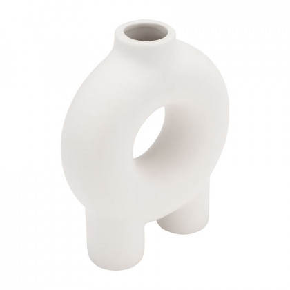 Sagebrook 7" Ceramic Donut Footed Vase - White