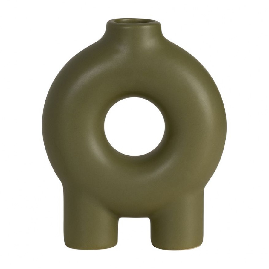 Sagebrook 7" Ceramic Donut Footed Vase - Olive