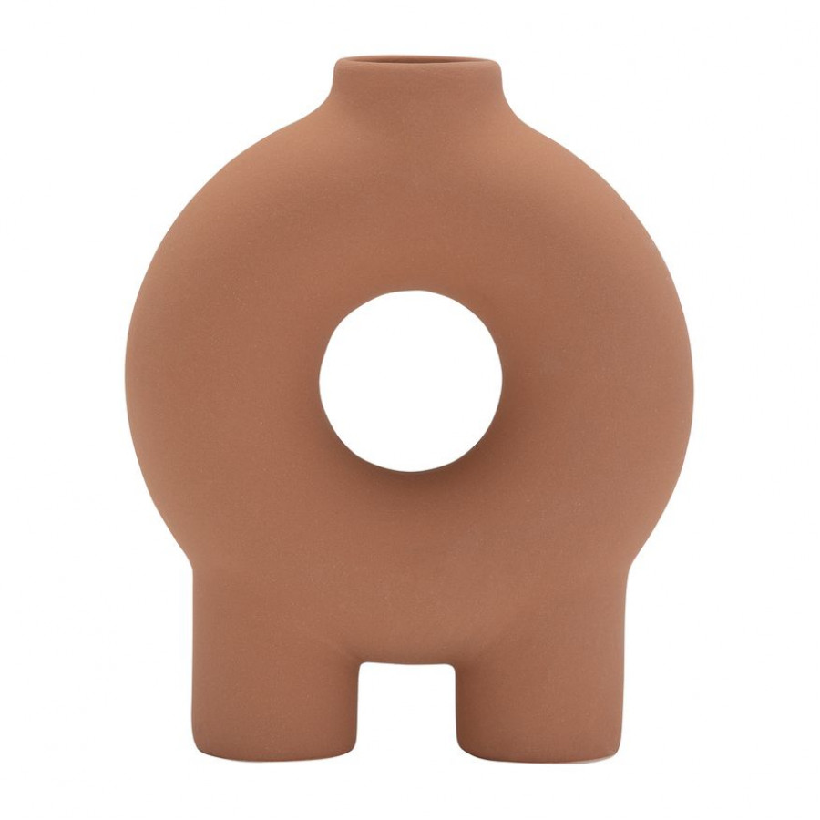 Sagebrook 7" Ceramic Donut Footed Vase - Terracotta