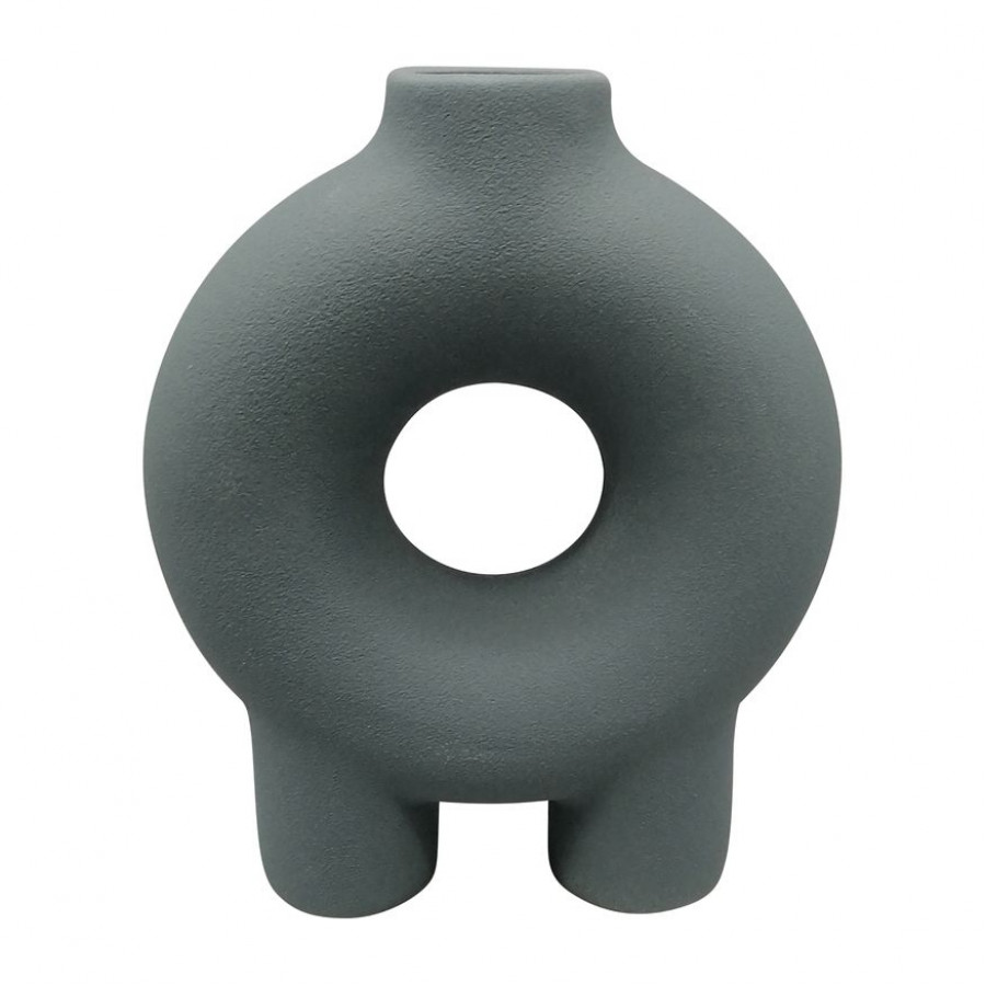 Sagebrook 7" Ceramic Donut Footed Vase - Teal