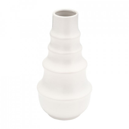 Sagebrook 11" Ceramic Ring Pattern Vase - White