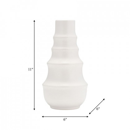 Sagebrook 11" Ceramic Ring Pattern Vase - White