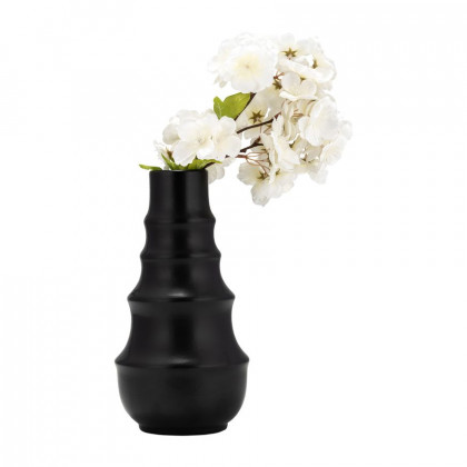 Sagebrook 11" Ceramic Ring Pattern Vase - Black