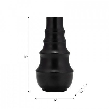 Sagebrook 11" Ceramic Ring Pattern Vase - Black