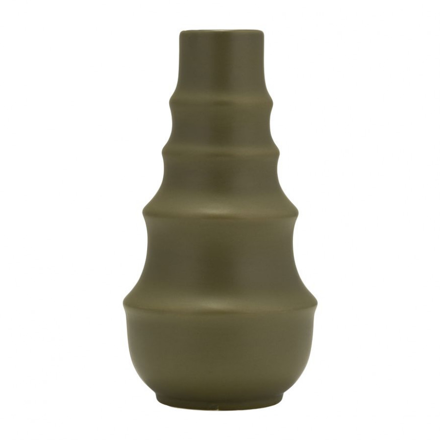 Sagebrook 11" Ceramic Ring Pattern Vase - Olive