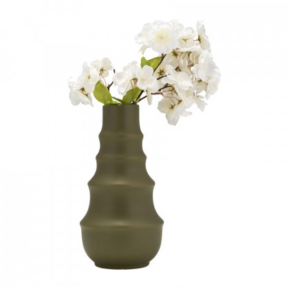 Sagebrook 11" Ceramic Ring Pattern Vase - Olive