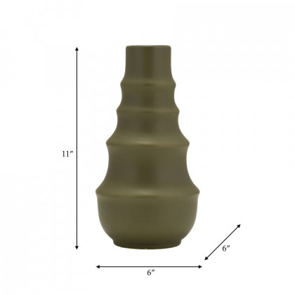Sagebrook 11" Ceramic Ring Pattern Vase - Olive