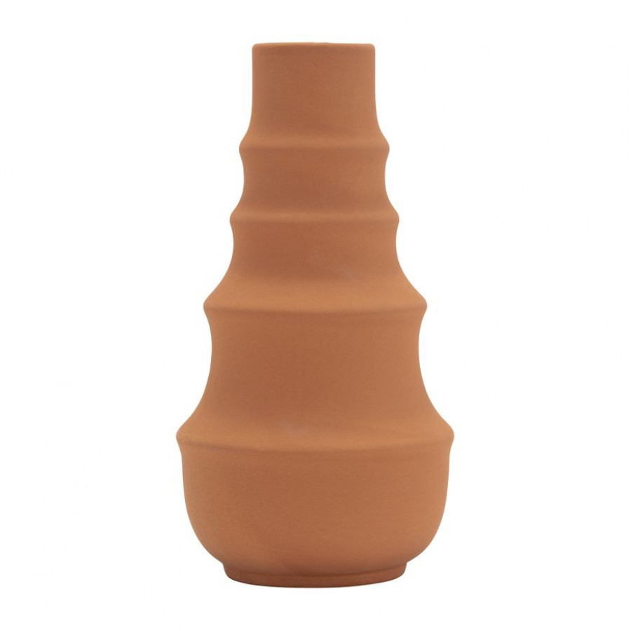 Sagebrook 11" Ceramic Ring Pattern Vase - Terracotta