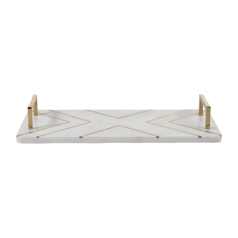 Sagebrook - 2" Marble Tray With Handles