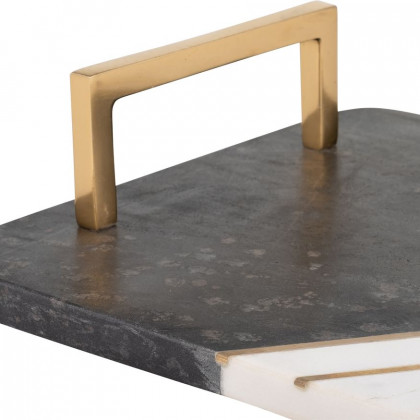 Sagebrook 2" Marble Tray With Handles - White/Copper