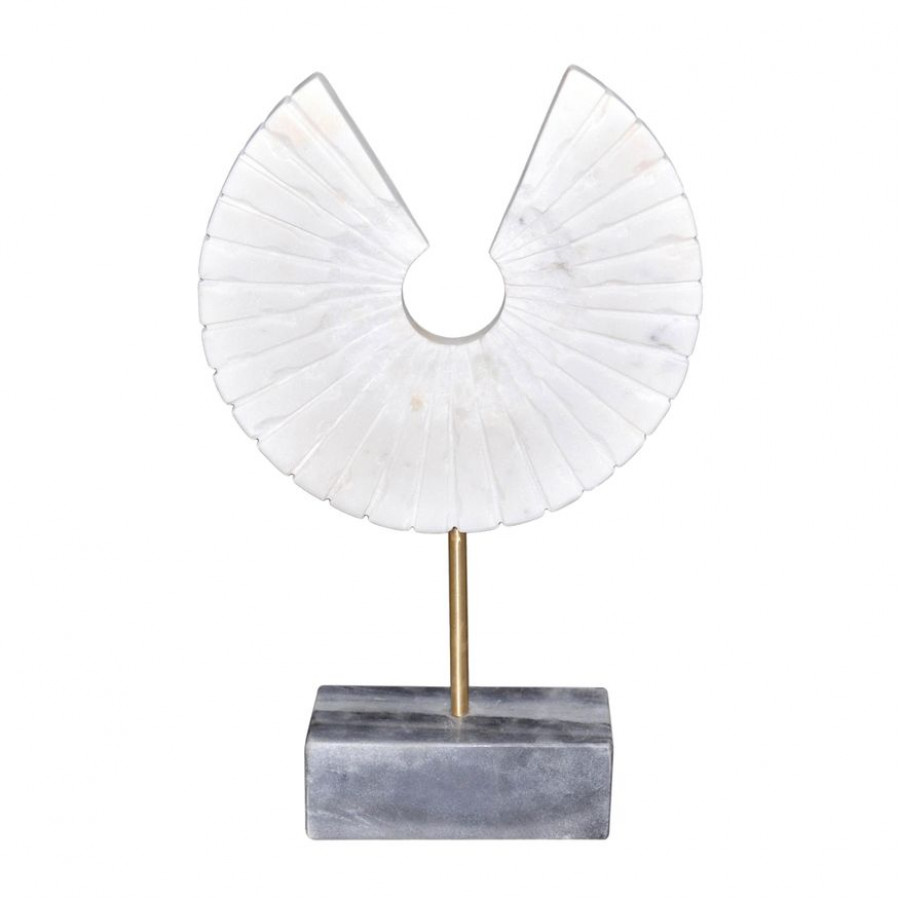 Sagebrook - 16" Marble Ruff Edge Cut Ring Decor in Gray/Black