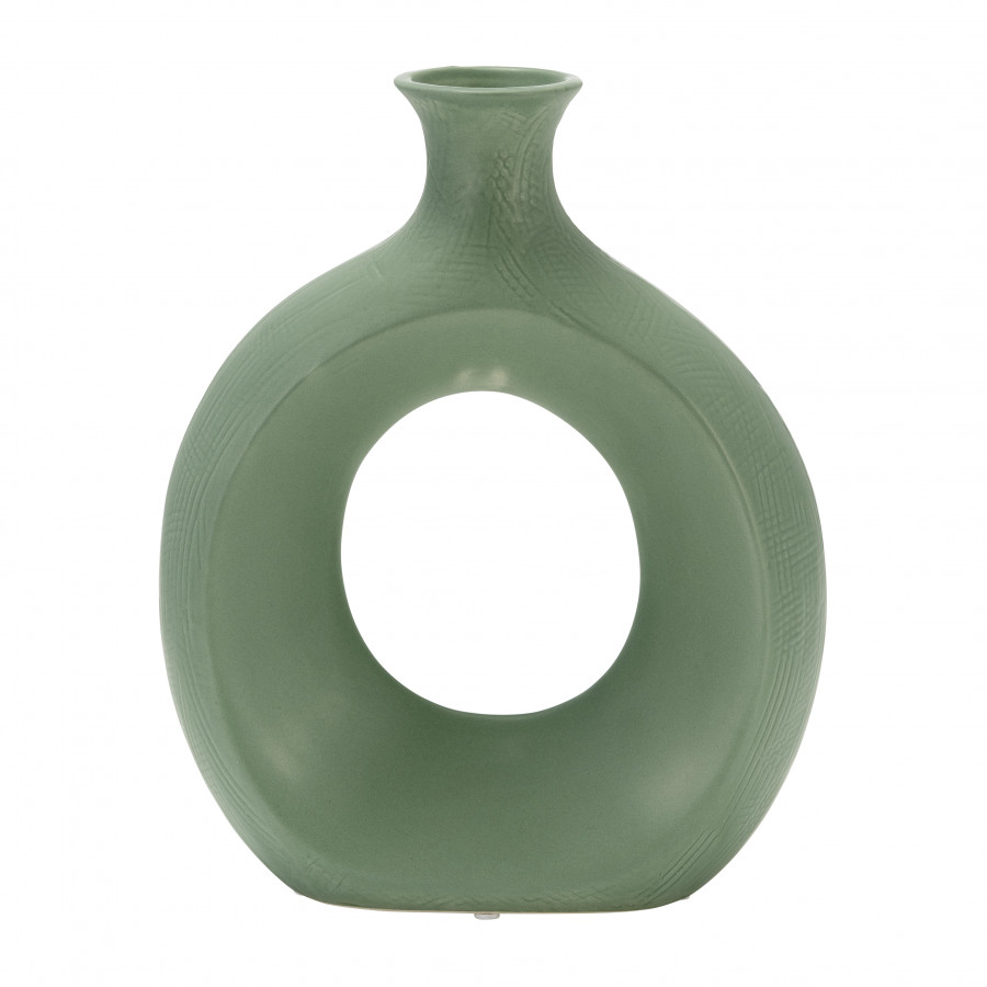 Sagebrook 10" Dolomite Open Cut Vase - Dark Sage