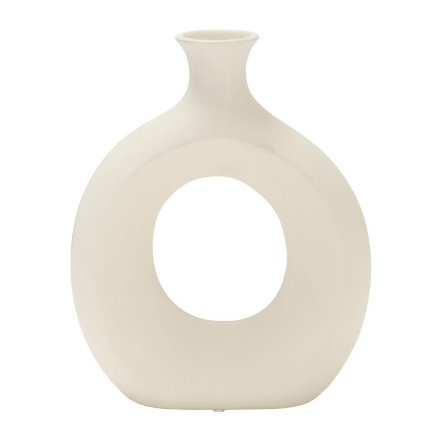 Sagebrook 10" Dolomite Open Cut Vase - Cotton