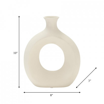 Sagebrook 10" Dolomite Open Cut Vase - Cotton