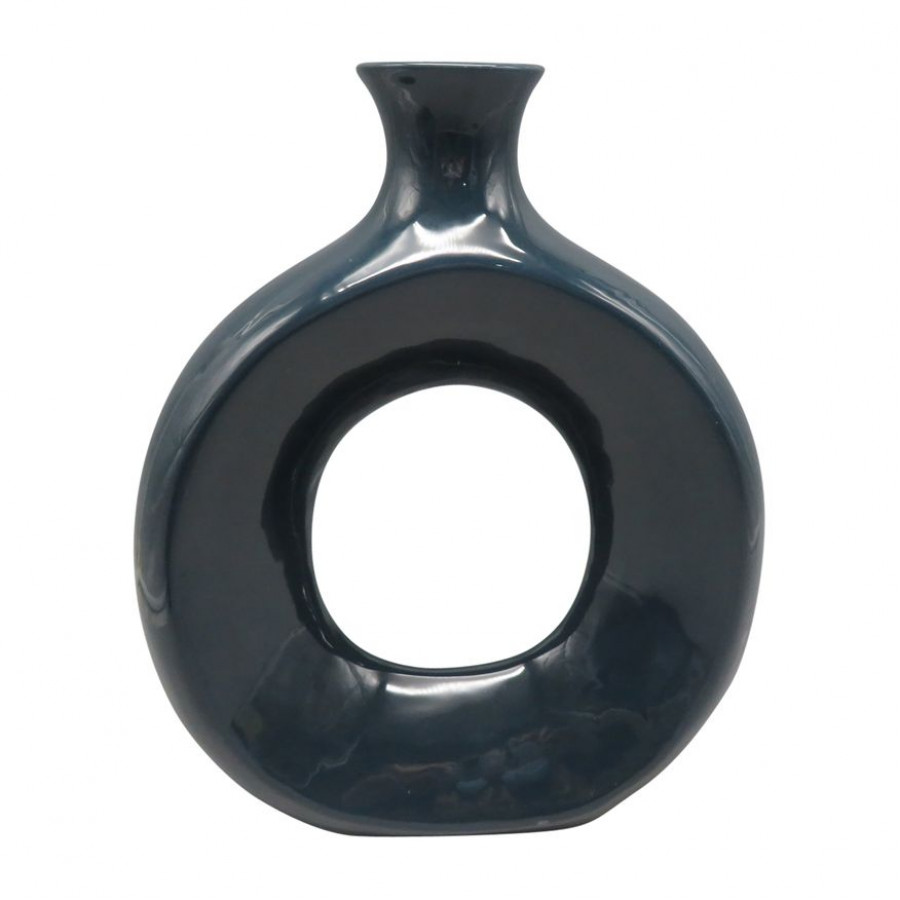 Sagebrook 10" Dolomite Open Cut Vase - Navy