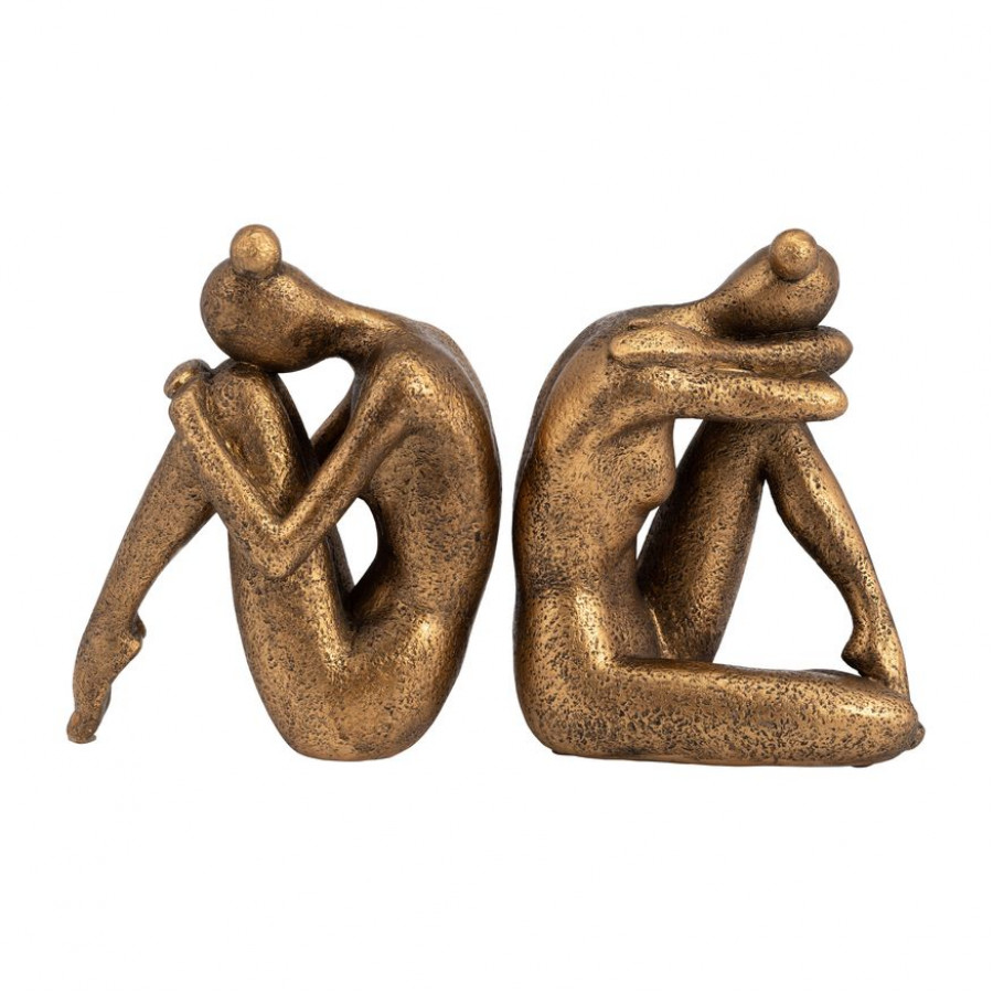 Sagebrook - 8" Resin Curled Lady Bookends (Set Of 2) in Bronze