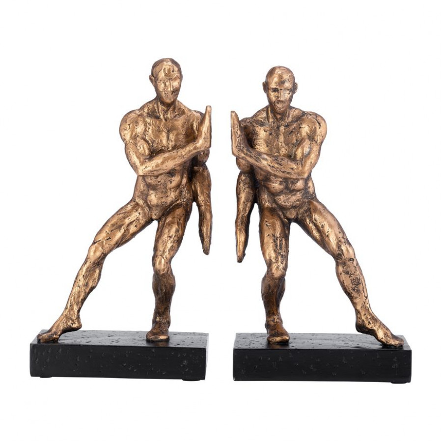 Sagebrook - 10" Resin Push Wall Bookends (Set Of 2) in Bronze