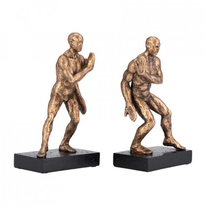 Sagebrook - 10" Resin Push Wall Bookends (Set Of 2) in Bronze