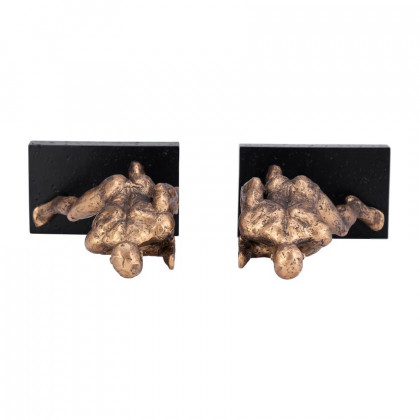 Sagebrook - 10" Resin Push Wall Bookends (Set Of 2) in Bronze