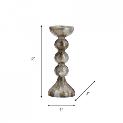 Sagebrook 13" Glass Bubbly Candle Holder - Brown