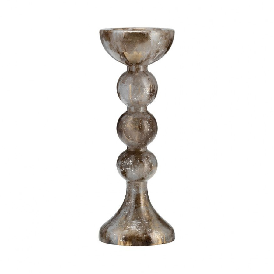 Sagebrook 15" Glass Bubbly Candle Holder - Brown