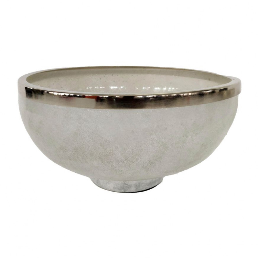 Sagebrook 13" Glass Bowl With Ring Decor - White