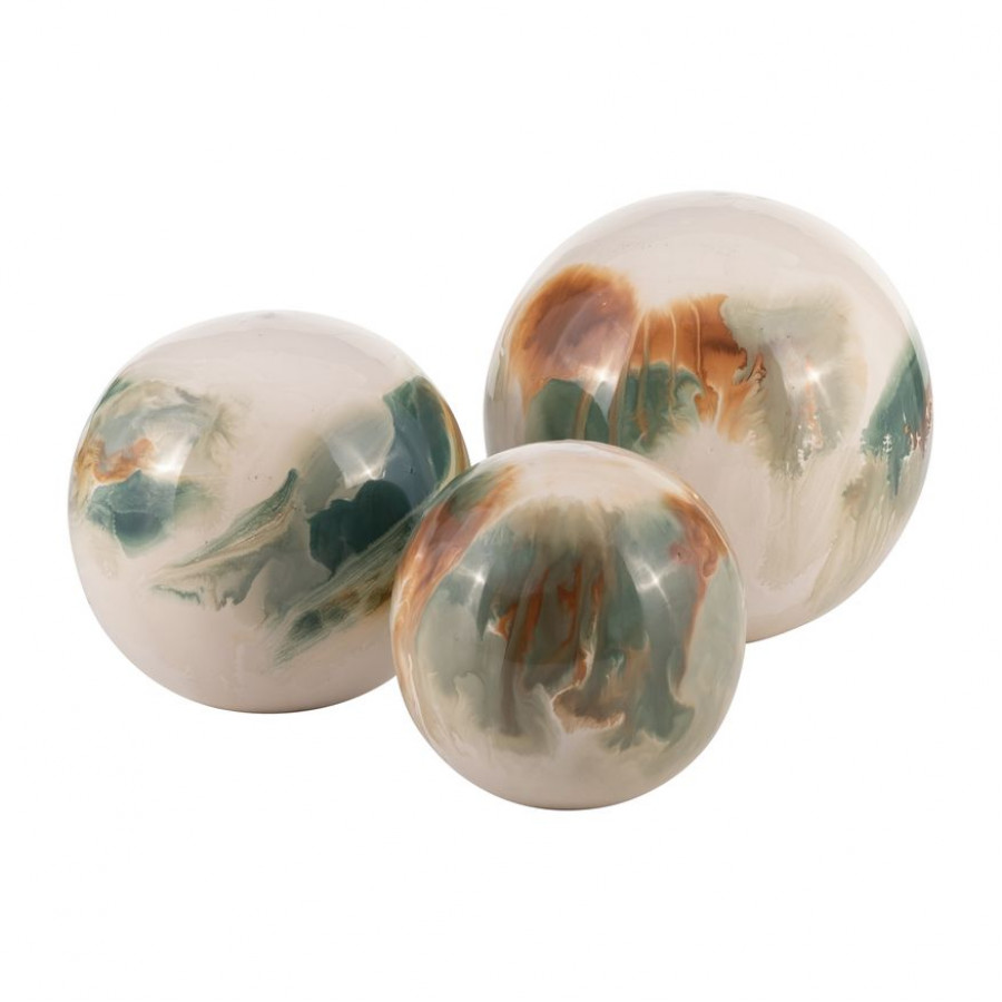 Sagebrook - 4"/5"/6" Iron Colored Stained Decor Balls (Set Of 3) in White