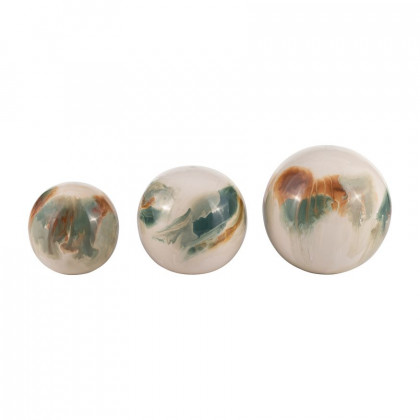 Sagebrook - 4"/5"/6" Iron Colored Stained Decor Balls (Set Of 3) in White