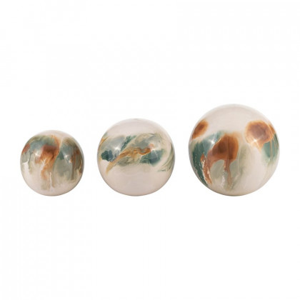 Sagebrook - 4"/5"/6" Iron Colored Stained Decor Balls (Set Of 3) in White