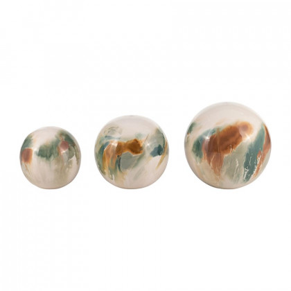 Sagebrook - 4"/5"/6" Iron Colored Stained Decor Balls (Set Of 3) in White