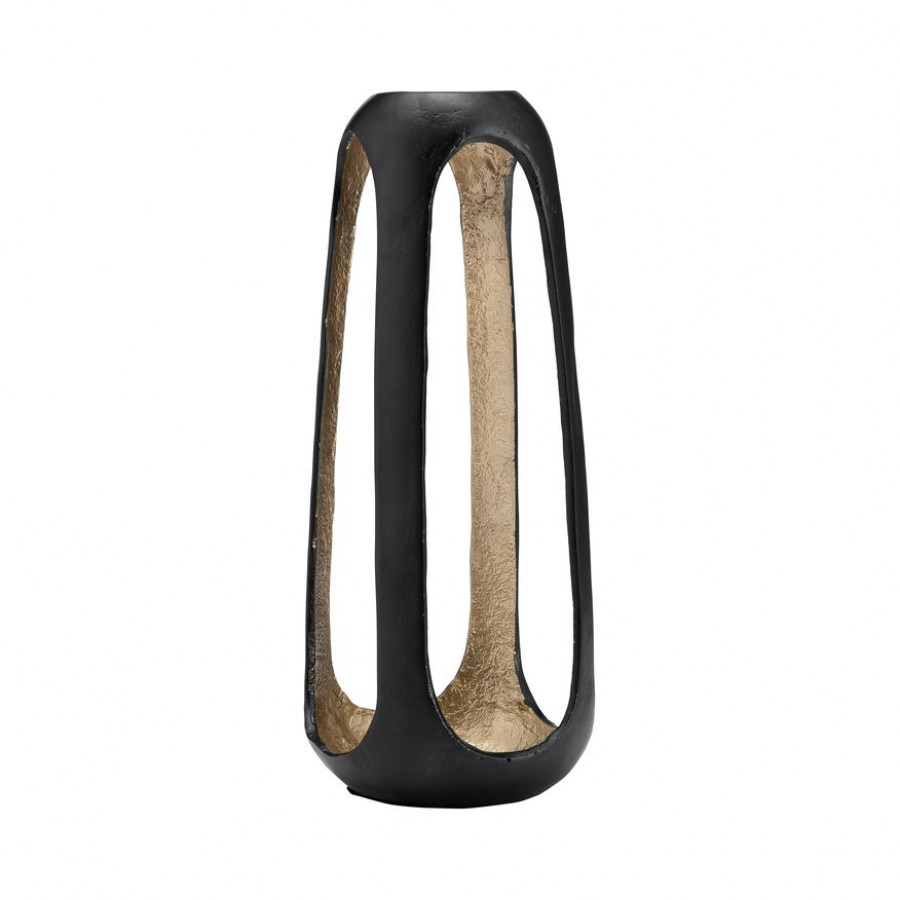 Sagebrook 15" Metal Open Vase - Matte Black