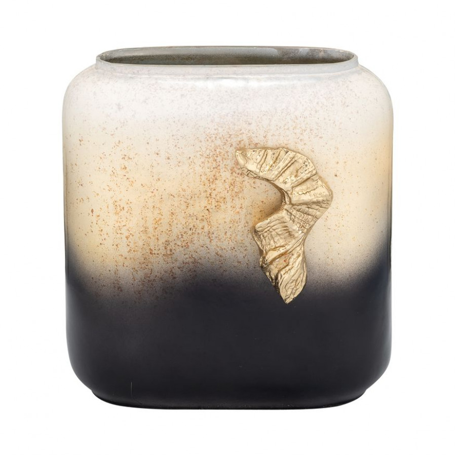 Sagebrook 10" Glass Vase With Wing Handle - Champagne/Black