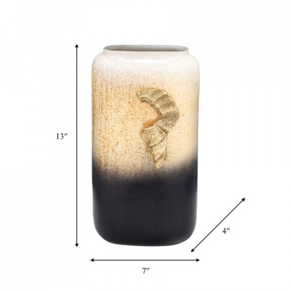 Sagebrook 13" Glass Vase With Wing Handle - Champagne/Black