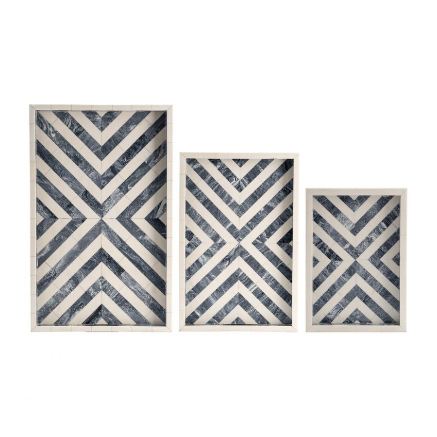 Sagebrook - 18"/23" Wood Oval Trays (Set Of 2)