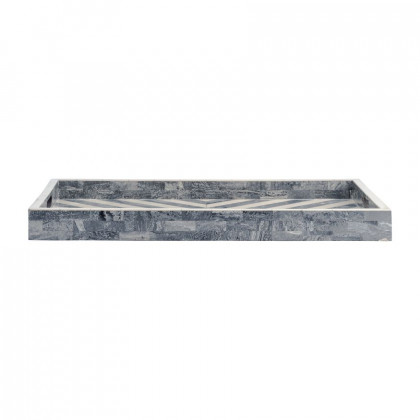 Sagebrook 13"/18"/24" Resin Chevron Trays (Set Of 3) - Gray/White