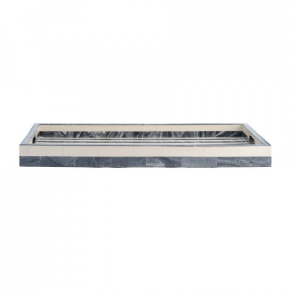 Sagebrook 13"/18"/24" Resin Striped Trays (Set Of 3) - Gray/White
